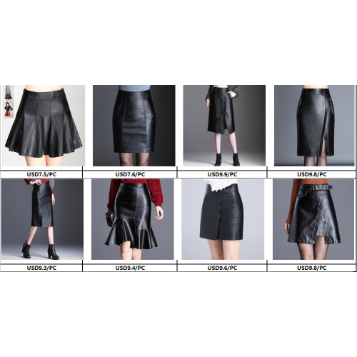 Women Sexy PU Leather Long Vent Skirt OL